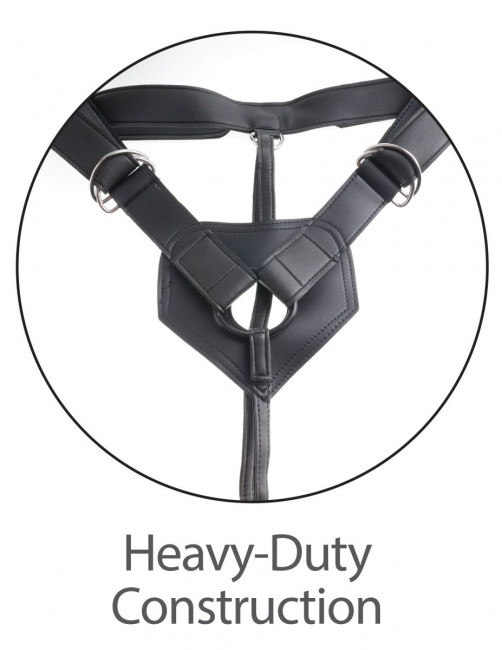 Кофейный сдвоенный поясной страпон Strap-On Harness with 7" Two Cocks One Hole - 19,1 см., Pipedream