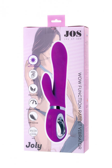 Лиловый вибратор с клиторальным стимулятором JOS JOLY - 19,6 см., JOS