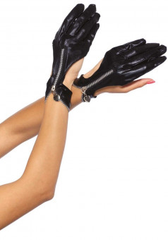Перчатки с замочками WET LOOK ZIPPER GLOVES, Leg Avenue