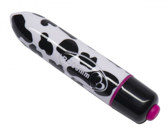 Мини-вибратор с принтом шкуры коровы RO-80MM 7-SPEED COW PRINT - 8 см., Rocks-Off