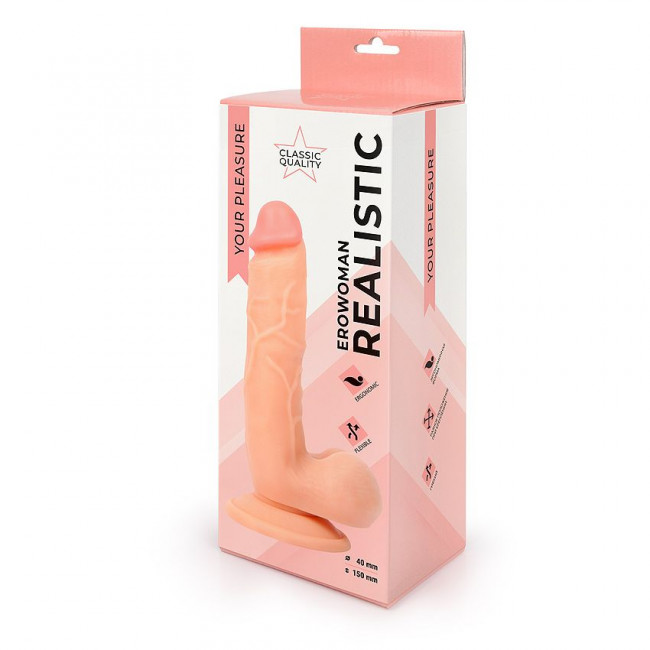 Фаллоимитатор-реалистик Erowoman телесного цвета, Bior toys