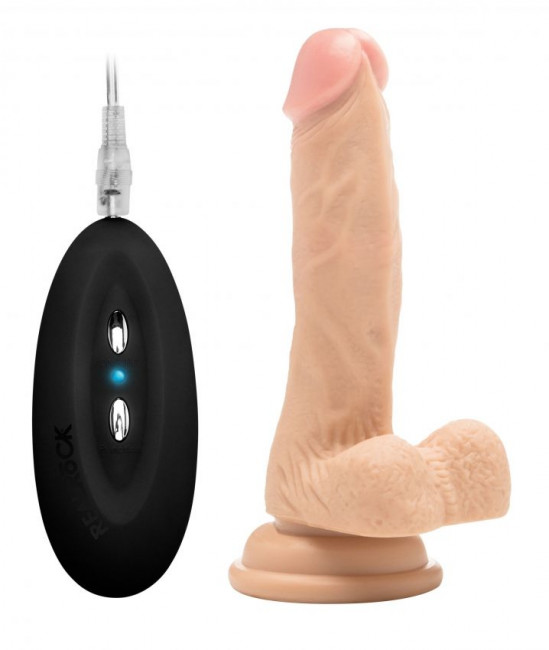 Телесный вибратор-реалистик Vibrating Realistic Cock 7" With Scrotum - 18 см., Shots Media BV