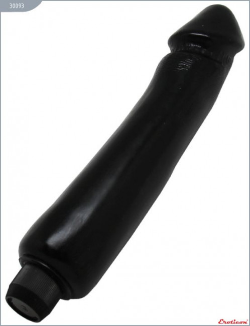 Чёрный гладкий вибратор-реалистик - 24 см., Eroticon