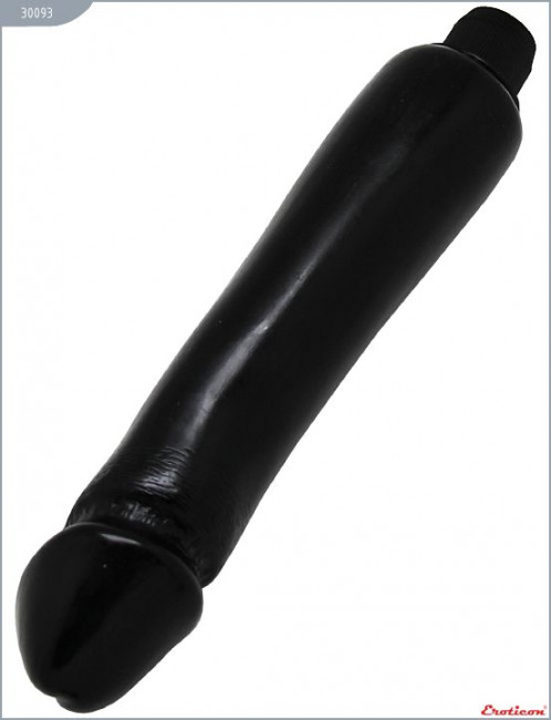 Чёрный гладкий вибратор-реалистик - 24 см., Eroticon
