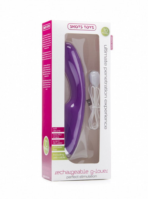 Фиолетовый перезаряжаемый вибратор Rechargeable G-Lover - 21 см., Shots Media BV Фиолетовый перезаряжаемый вибратор Rechargeable G-Lover - 21 см., Shots Media BV
