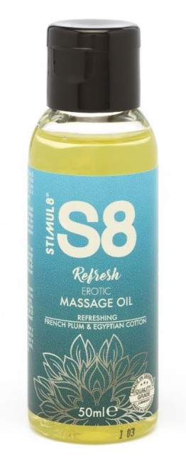 Массажное масло S8 Massage Oil Refresh с ароматом сливы и хлопка - 50 мл., Stimul8