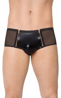 Мужские трусы-шорты с замочками и центральной частью из wet-look ткани, SoftLine