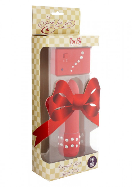 Красный мини-массажер с пультом ДУ CRYSTAL MINI VIBE - 11 см., Toy Joy Красный мини-массажер с пультом ДУ CRYSTAL MINI VIBE - 11 см., Toy Joy