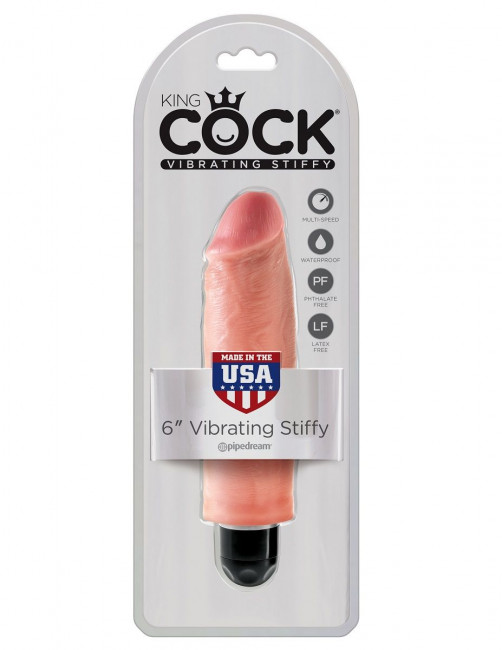 Телесный вибратор-реалистик 6" Vibrating Stiffy - 17,8 см., Pipedream