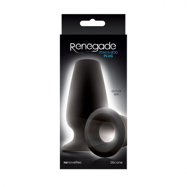 Чёрная анальная пробка с отверстием Renegade Peak A Boo - 10,1 см., NS Novelties