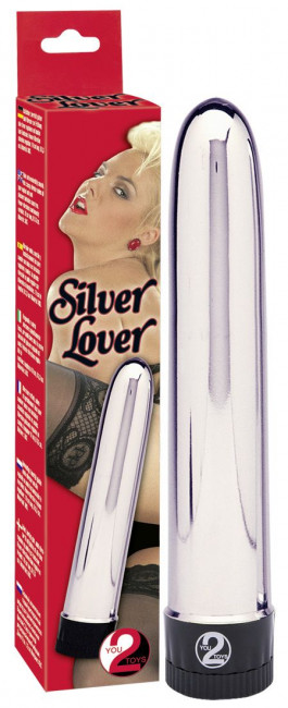 Серебристый классический вибратор Silver Lover - 19 см., Orion Серебристый классический вибратор Silver Lover - 19 см., Orion