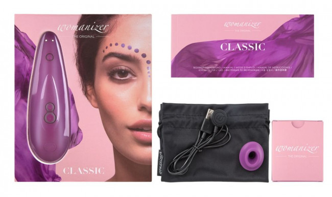 Фиолетовый бесконтактный клиторальный стимулятор Womanizer Classic, Womanizer