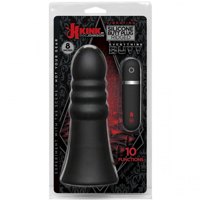 Анальная вибропробка Kink Vibrating Silicone Butt Plug Ridged 8" - 20,32 см., Doc Johnson