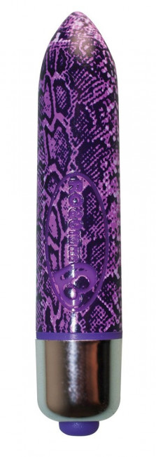 Стильный мини-вибратор со змеиным принтом RO-80MM 7-SPEED PURPLE PITON, Rocks-Off