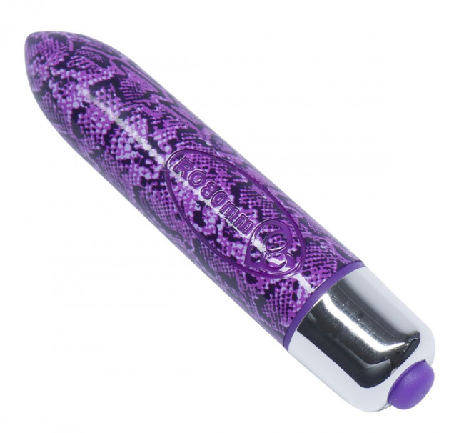 Стильный мини-вибратор со змеиным принтом RO-80MM 7-SPEED PURPLE PITON, Rocks-Off
