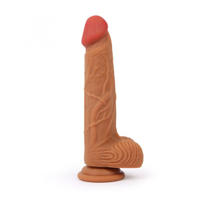 Реалистичный фаллоимитатор Erowoman телесного цвета с мошонкой, Bior toys