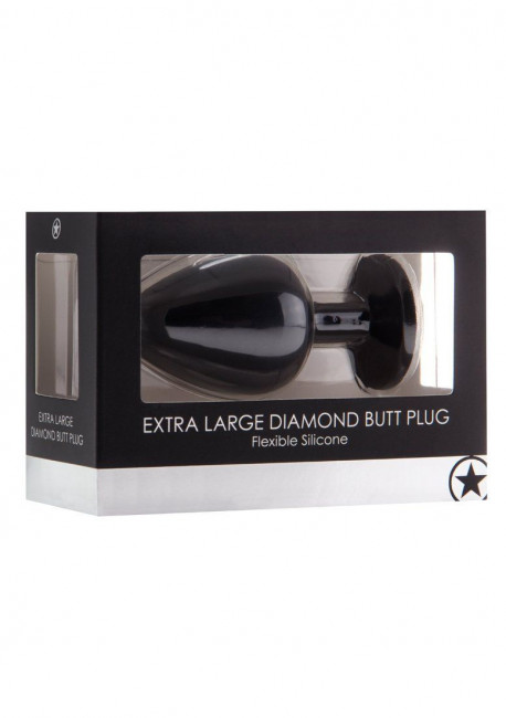 Чёрная анальная пробка Extra Large Diamond Butt Plug - 9,3 см., Shots Media BV