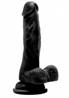 Чёрный фаллоимитатор Realistic Cock 7" With Scrotum - 18 см., Shots Media BV
