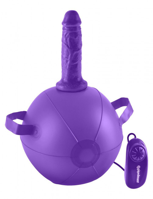 Фиолетовый надувной мяч с вибронасадкой Vibrating Mini Sex Ball - 15,2 см., Pipedream