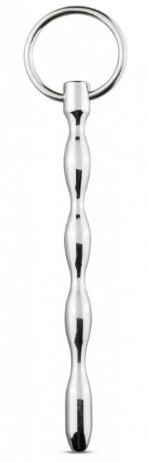 Серебристый уретральный стимулятор Sinner Solid Metal Dilator With Ring - 15,5 см.