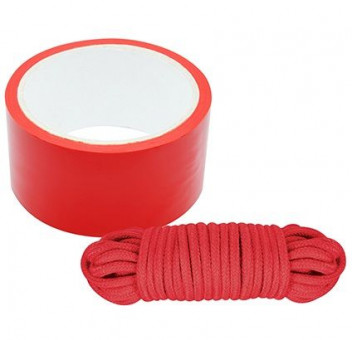 Набор для фиксации BONDX BONDAGE RIBBON & LOVE ROPE: красная лента и веревка, Dream Toys