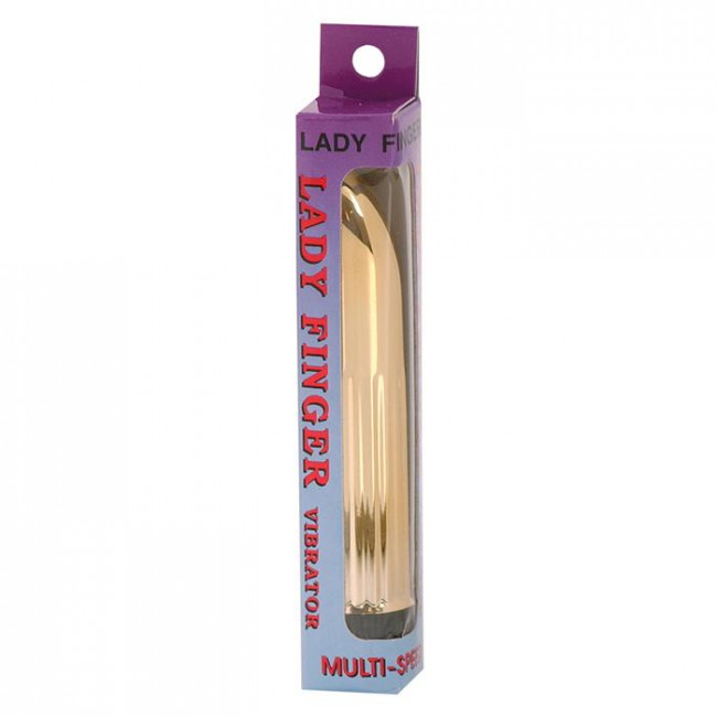 Золотистый миниатюрный вибратор Gold Ladyfinger - 13 см., Seven Creations