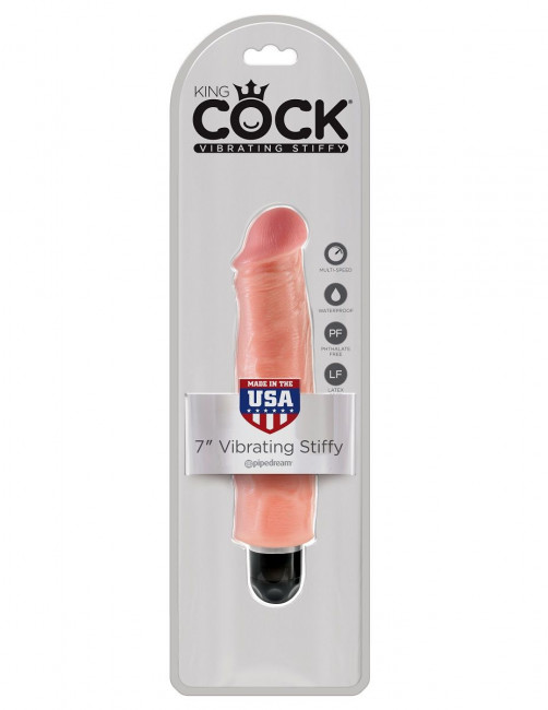Телесный вибратор-реалистик 7" Vibrating Stiffy - 21,6 см., Pipedream
