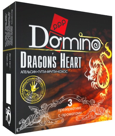 Ароматизированные презервативы Domino Dragon’s Heart - 3 шт., Domino Ароматизированные презервативы Domino Dragon’s Heart - 3 шт., Domino