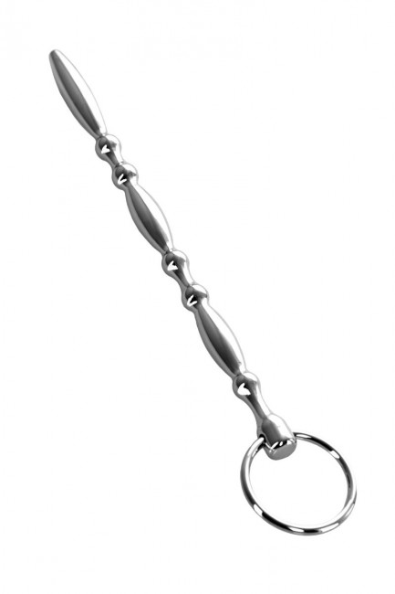 Серебристый фигурный уретральный плаг с кольцом в основании Metal - 18 см., ToyFa