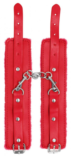 Красные наручники Plush Leather Hand Cuffs Красные наручники Plush Leather Hand Cuffs