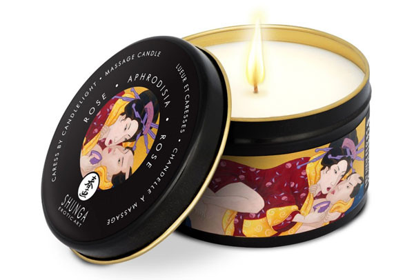 Массажная аромасвеча с запахом розы, Shunga