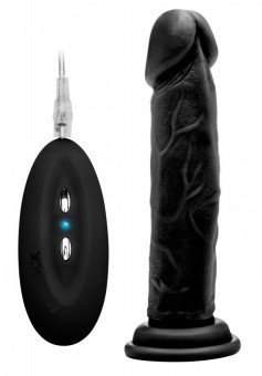 Чёрный вибратор-реалистик Vibrating Realistic Cock 8" - 20 см., Shots Media BV