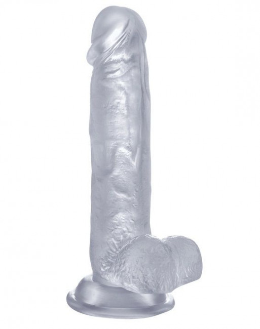 Прозрачный фаллоимитатор Realistic Cock 8" With Scrotum - 20 см., Shots Media BV