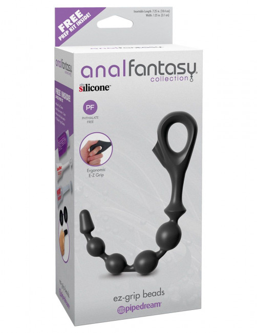 Черная анальная цепочка EZ-Grip Beads - 29,2 см., Pipedream