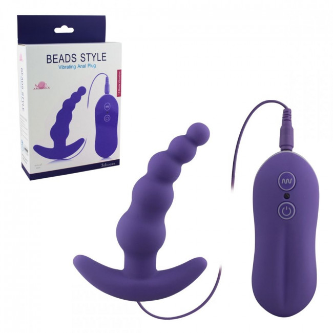 Фиолетовый вибростимулятор Beads Style для анальной стимуляции - 11 см., Howells
