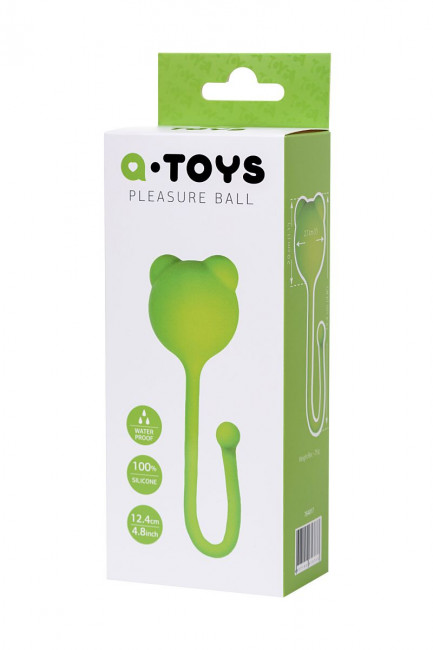 Зеленый силиконовый вагинальный шарик A-Toys с ушками, A-toys