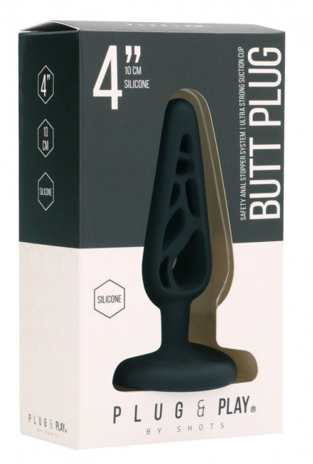 Черная анальная пробка 4 Inch Hollow №4 - 10 см., Shots Media BV