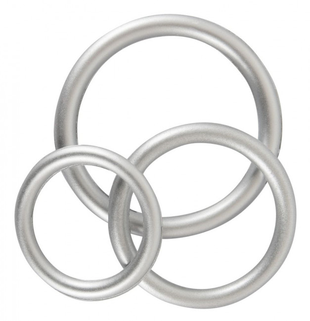 Набор из 3 эрекционных колец под металл Metallic Silicone Cock Ring Set Набор из 3 эрекционных колец под металл Metallic Silicone Cock Ring Set