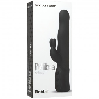 Чёрный хай-тек вибромассажер iVibe Select iRabbit - 26 см., Doc Johnson