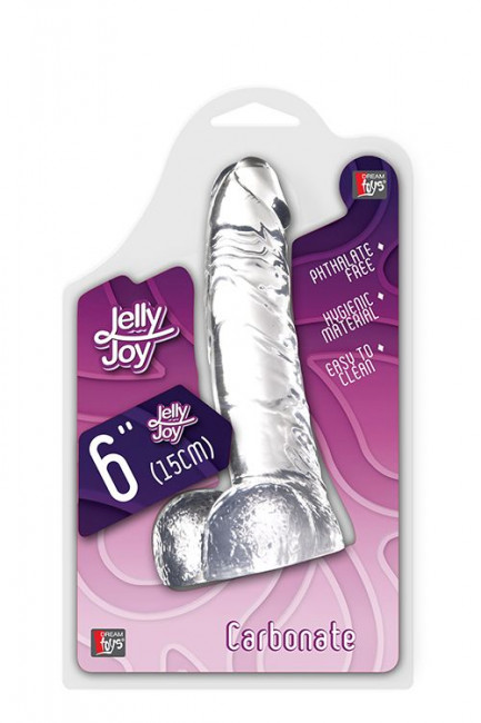 Прозрачный фаллоимитатор из желейного материала JELLY JOY CARBONATE CLEAR - 15,2 см., Dream Toys
