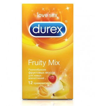 Презервативы с фруктовыми вкусами Durex Fruity Mix - 12 шт., Durex