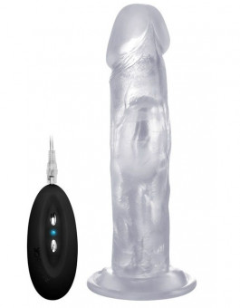 Прозрачный вибратор-реалистик Vibrating Realistic Cock 8" - 20 см., Shots Media BV