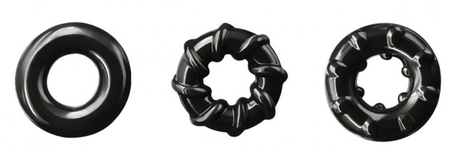 Набор из 3 черных эрекционных колец Dyno Rings Набор из 3 черных эрекционных колец Dyno Rings