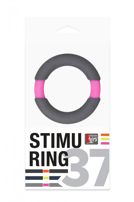 Серое эрекционное кольцо NEON STIMU RING 37MM GREY/PINK, Dream Toys