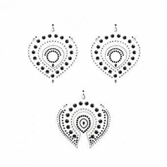 Черно-серые наклейки на грудь и зону бикини FLAMBOYANT, Bijoux Indiscrets