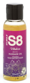 Массажное масло S8 Massage Oil Vitalize с ароматом лайма и имбиря - 50 мл., Stimul8