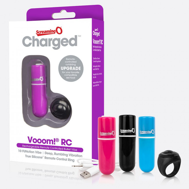 Чёрная перезаряжаемая вибропуля CHARGED VOOOM REMOTE CONTROL BULLET, Screaming O Чёрная перезаряжаемая вибропуля CHARGED VOOOM REMOTE CONTROL BULLET, Screaming O
