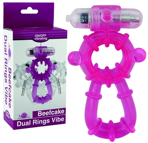Розовое эрекционное виброкольцо Beefcake Dual Rings Vibe, Howells
