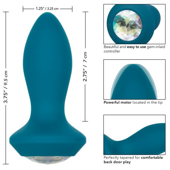 Бирюзовая анальная вибропробка с кристаллом Vibrating Petite Crystal Probe - 9,5 см. Бирюзовая анальная вибропробка с кристаллом Vibrating Petite Crystal Probe - 9,5 см.