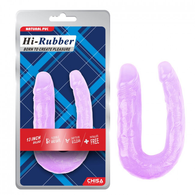 Фиолетовый двусторонний фаллоимитатор Hi-Rubber - 34 см., Chisa